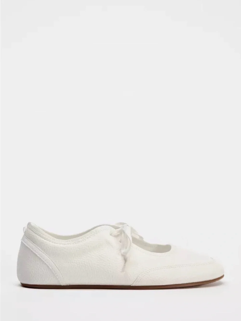 NWT Zara Women’s White Lace-Up Ballet Flat Sneakers, size 38